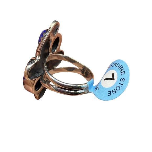 Lapis Lazuli Ring Size 7 Solid Sterling Silver 925 Western Boho Blue Stone - Picture 9 of 10